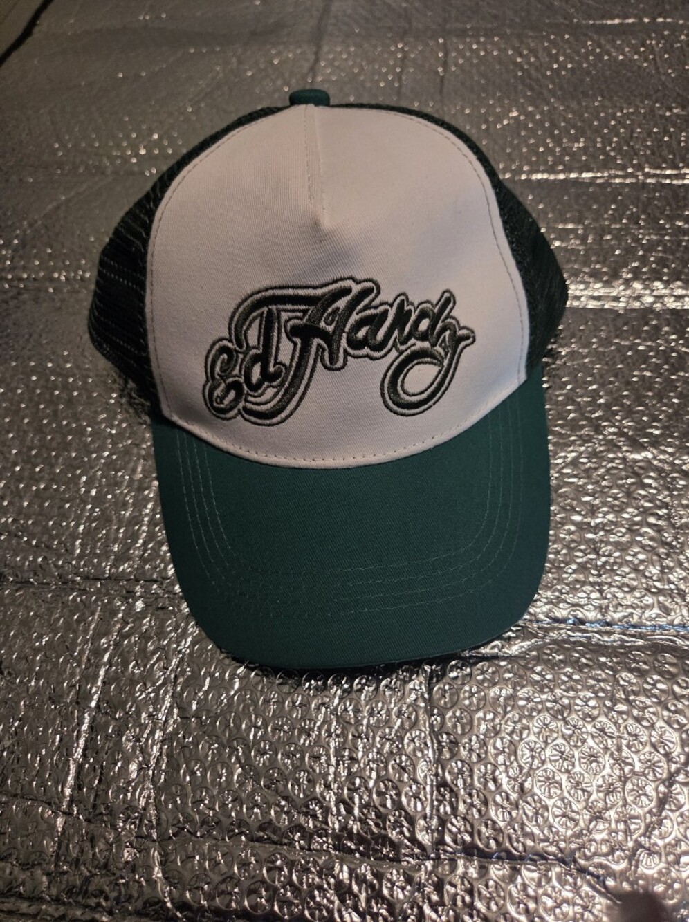 Ed Hardy Teal and White Mesh Trucker Cap